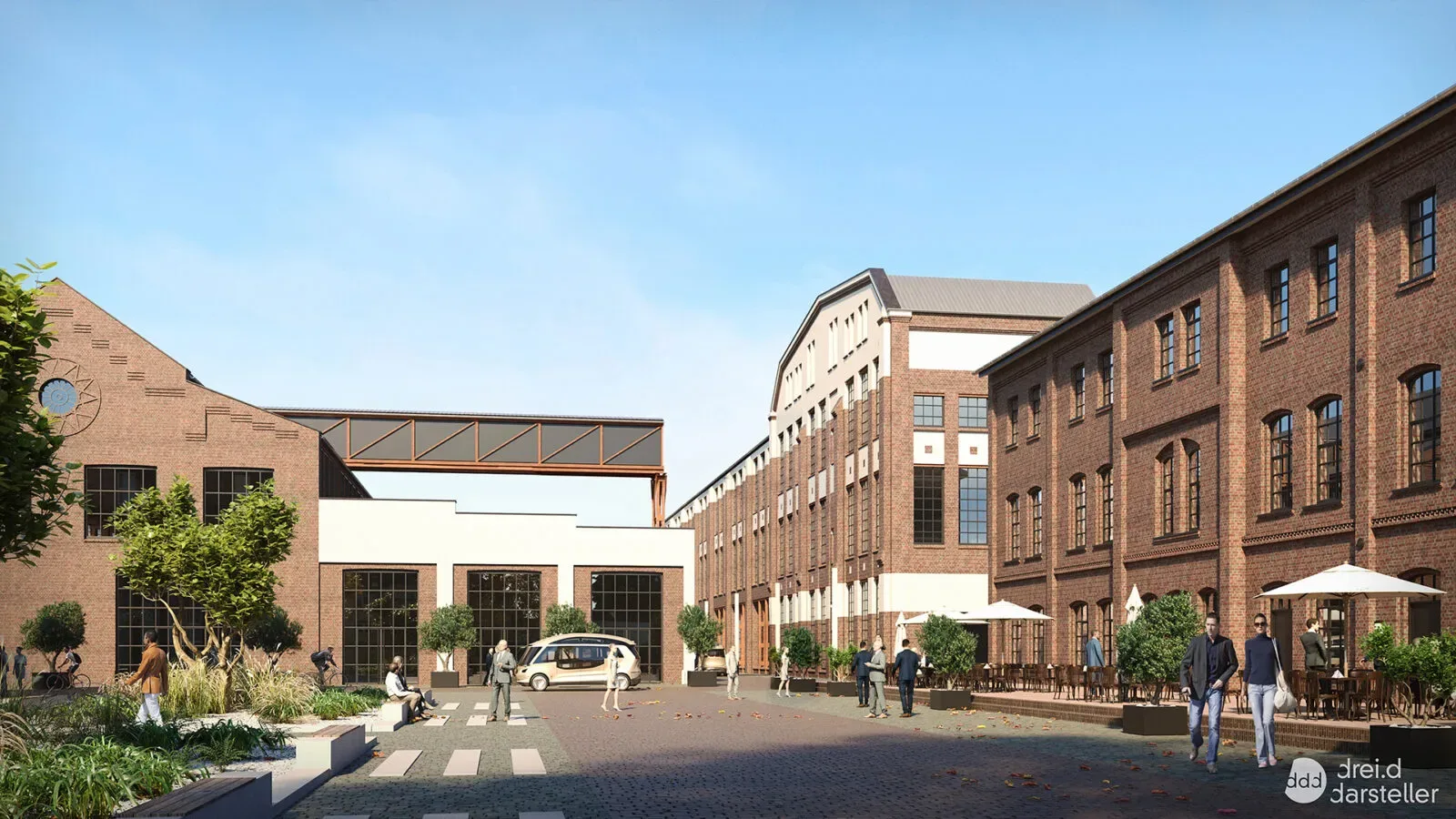 At The Park Science Campus Aachen: visualisation of the converted industrial hall with laboratory space