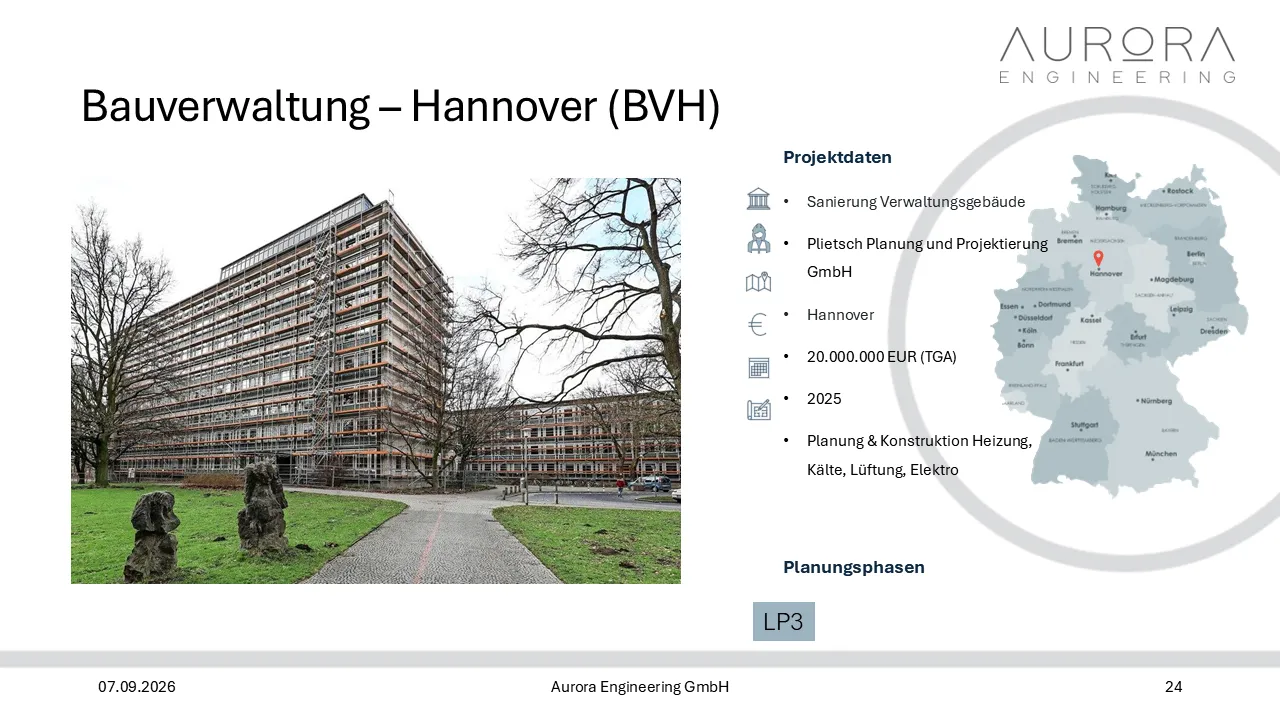 Building administration Hanover: detail of the MEP design