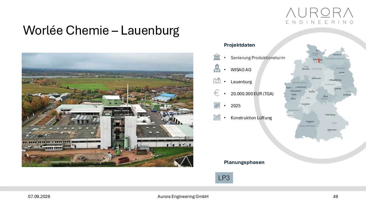 Worlée Chemie Lauenburg: detail of the ventilation design in the production tower